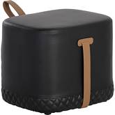 Axio Ottoman in Napa Black & Cognac Leatherette